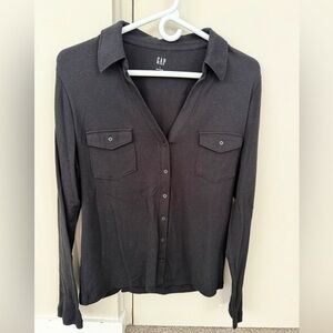 GAP Black Long Sleeve Button-up Collared Shirt